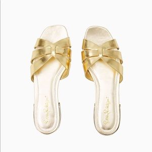 Lily Pulitzer Whitley Slide Gold Metalic